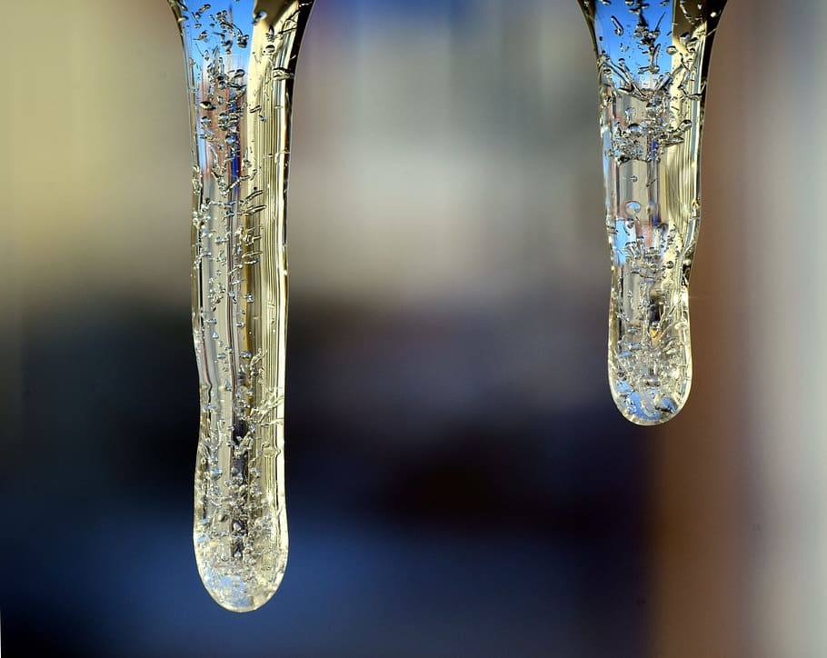 two frozen ices, cold, winter, drip, icicle, frost, close, water HD wallpaper
