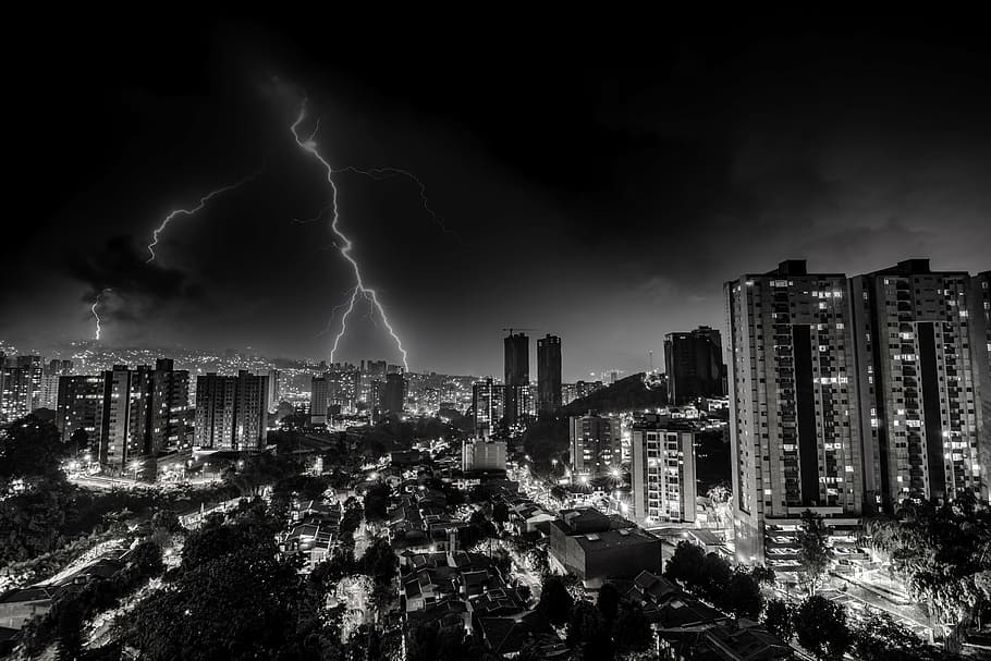 night, storm, ray, building exterior, architecture, built structure HD wallpaper