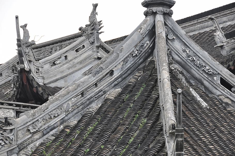 china, old town, roof, architecture, low angle view, built structure HD wallpaper