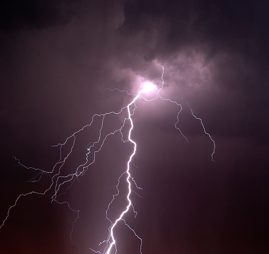 time-lapse photography of lightning at night, ray, bright, sky HD wallpaper
