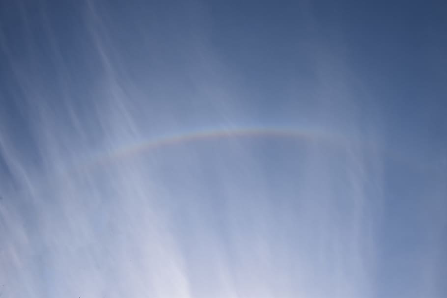 rainbow, sun-bow, wispy clouds, cloudscape, skyscape, nature HD wallpaper