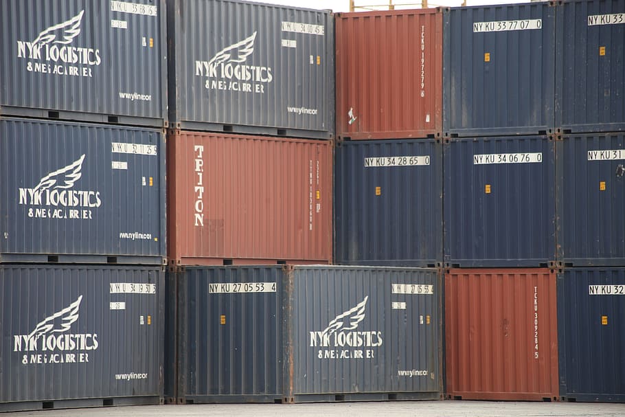 containers, port, maritime, cargo container, architecture, commercial dock HD wallpaper