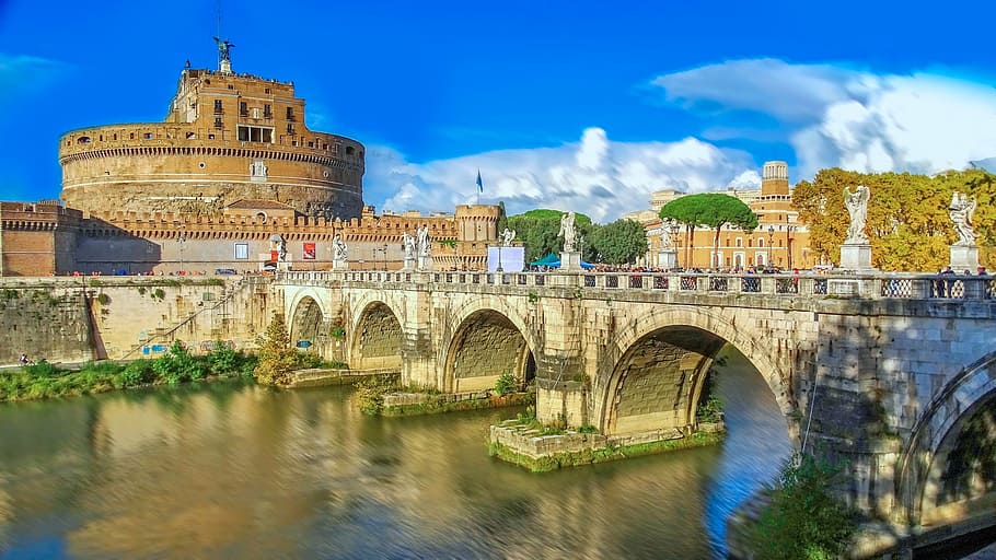 brown temple, rome, italy, the vatican, history, buildings, ponte sant angelo, HD wallpaper