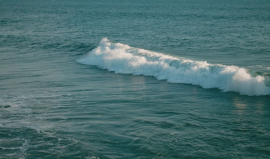 wave formation on sea, ocean with waves, surf, water, wafe, blue HD wallpaper