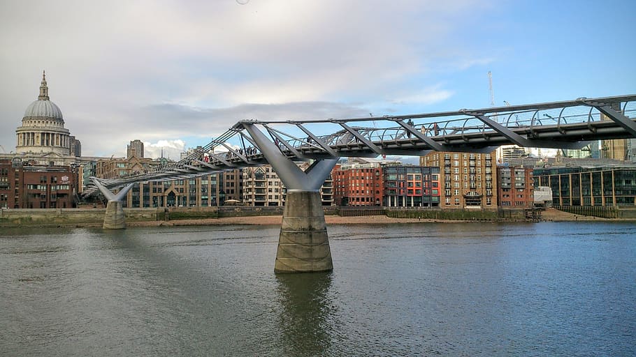 london, millennium bridge, st paul, thames, england, landmark, HD wallpaper