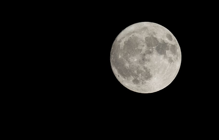 full-moon and black skies, full moon, close, night, dark, moon craters