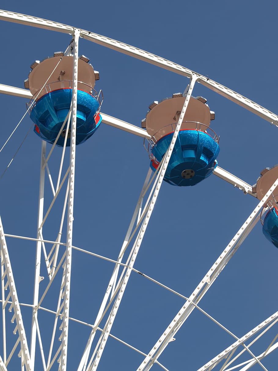 ferris wheel, gondola, fair, year market, sky, fun, festival site, HD wallpaper