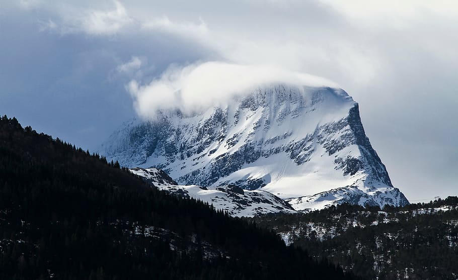 landscape photography of snowy mountain, covered, ice, surrounded HD wallpaper