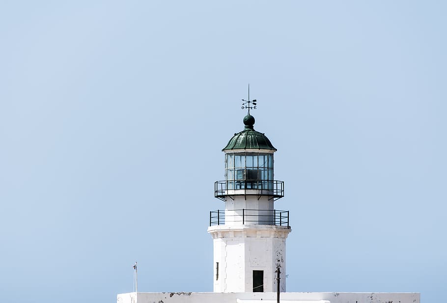 white lighthouse, photo of white lighthouse, black, beacon, architecture HD wallpaper