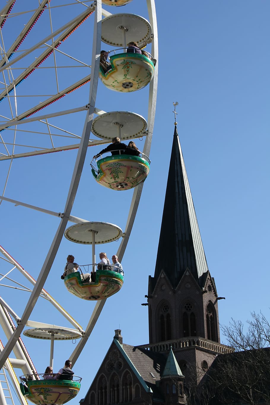ferris wheel, fair, folk festival, year market, rides, carousel, HD wallpaper