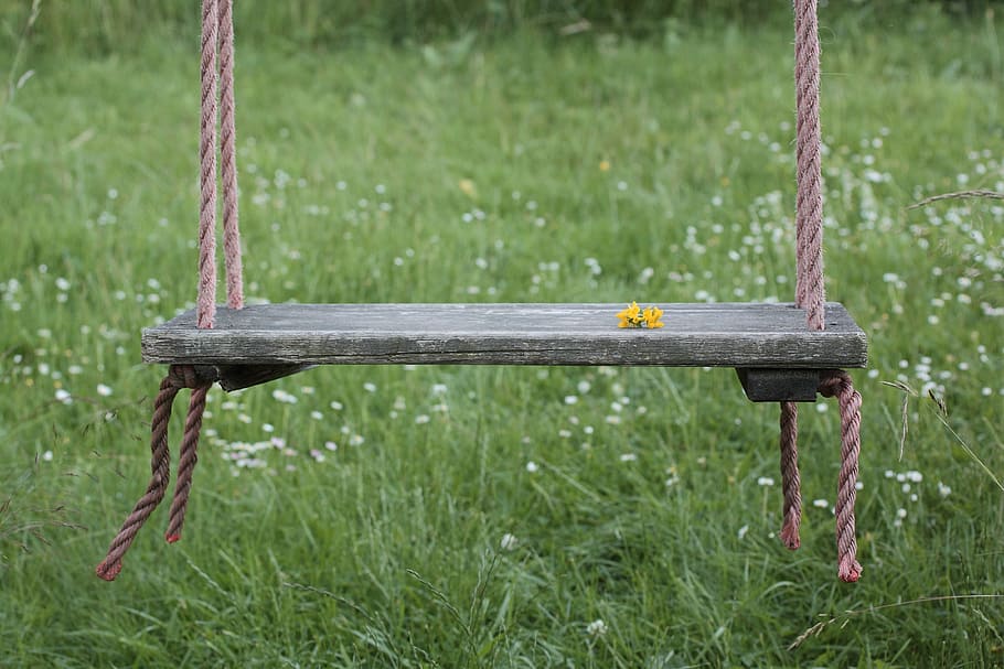 swing, game device, playground, wood - Material, outdoors, grass HD wallpaper