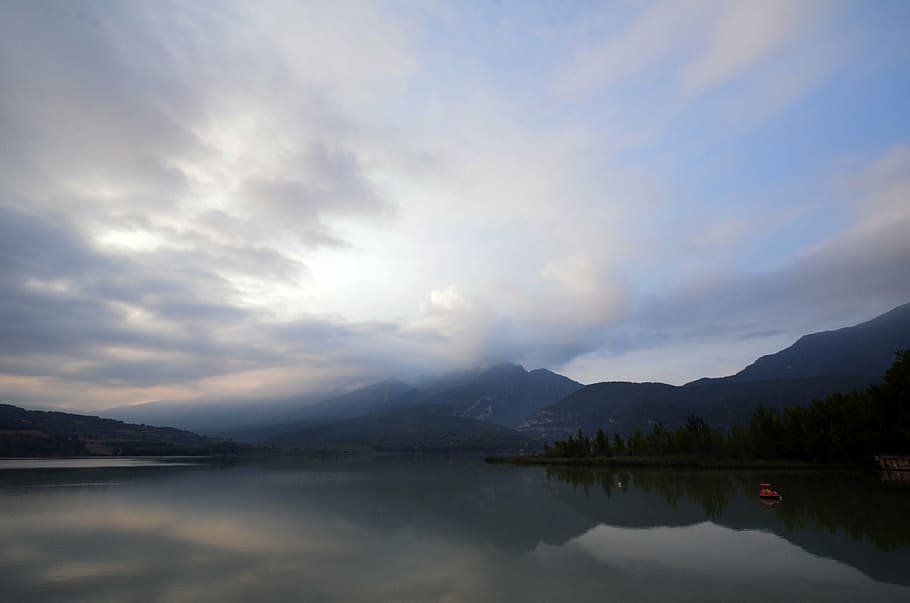 landscape, clouds, dawn, sky, nature, water, reflection, lake HD wallpaper
