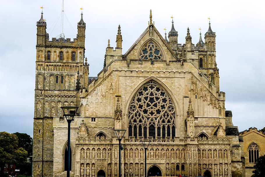 exeter, cathedral, england, building exterior, architecture HD wallpaper