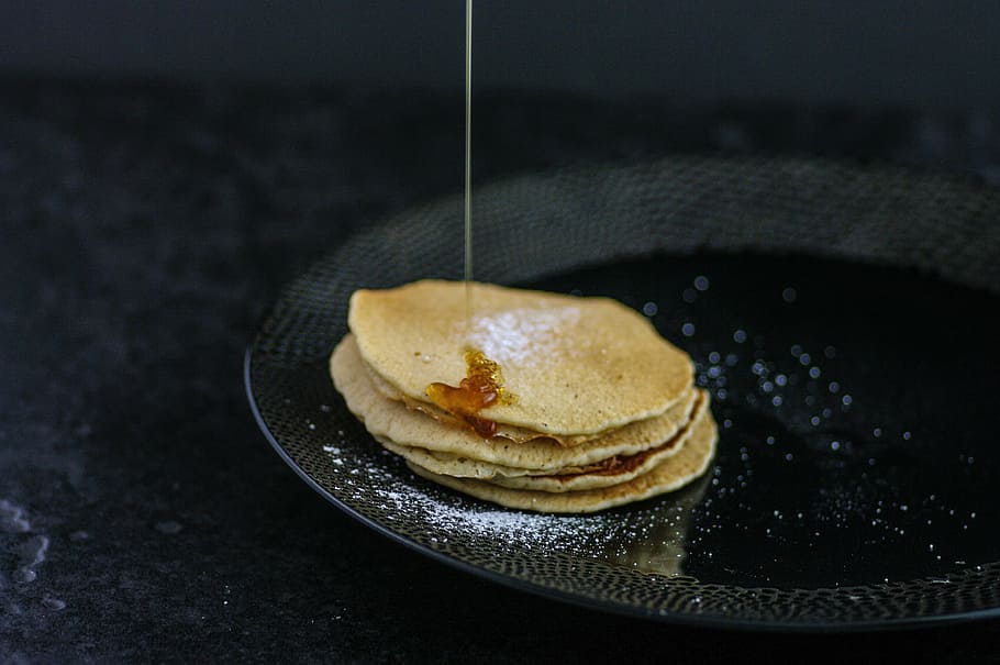sauce dripping on pancake, pancakes, maple, syrup, food, food and drink HD wallpaper