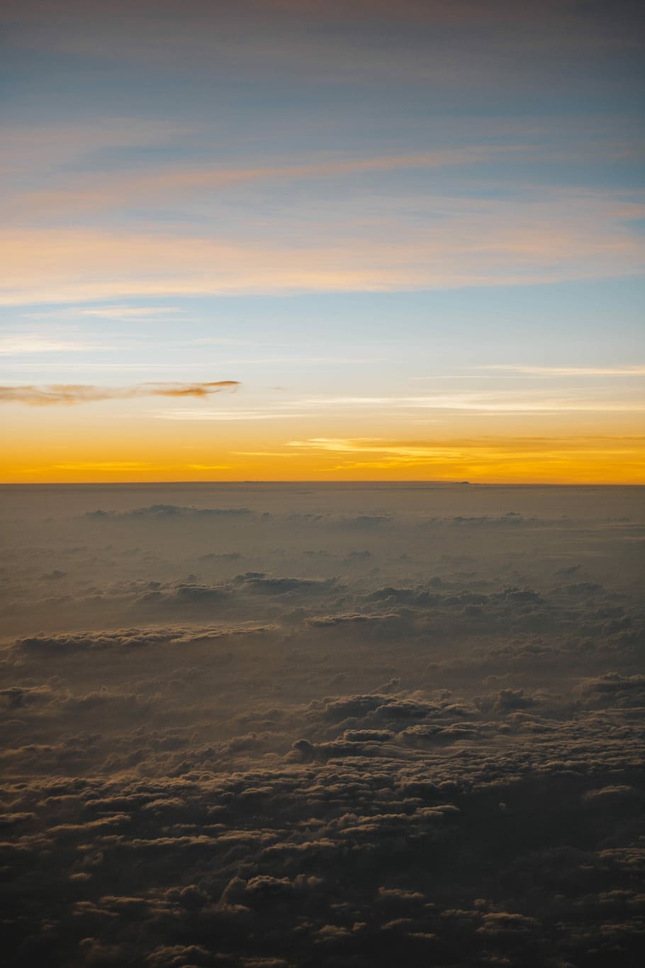 landscape photography of mist under sea clouds, aerial view photography of clouds under blue sky HD wallpaper