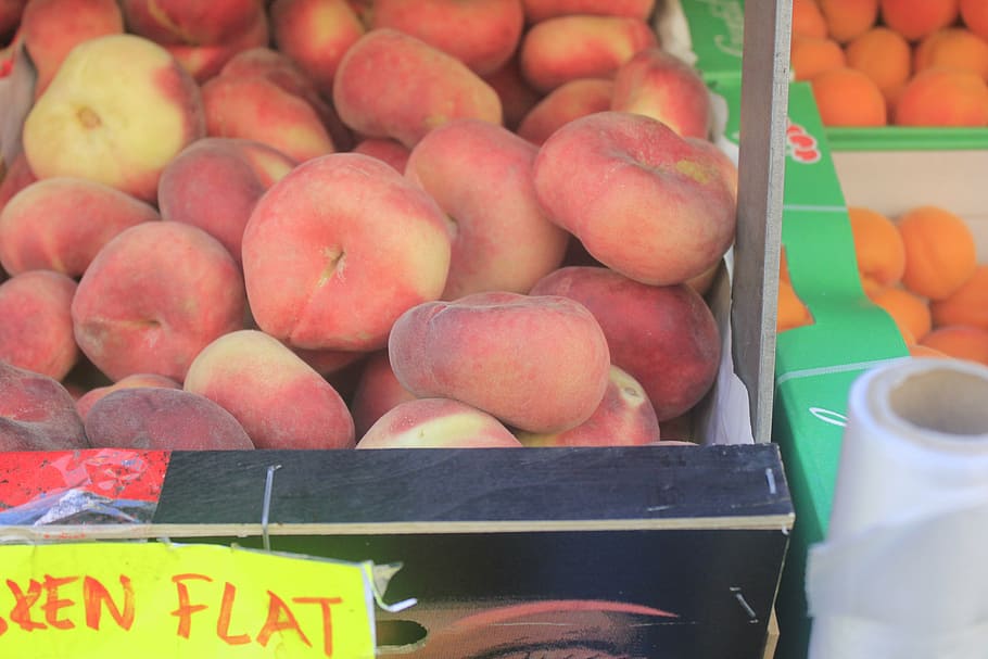 peach, flat peach, square peach, unripe peaches, fruit, sell HD wallpaper