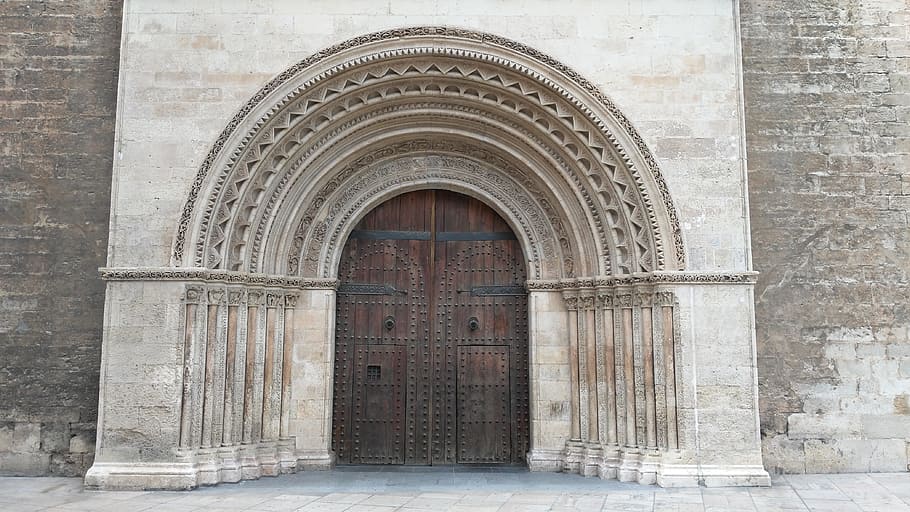 wall, door, architecture, gothic, europe, spain, valencia, built structure HD wallpaper