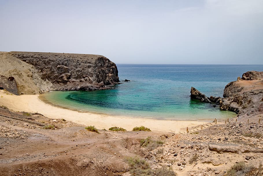 HD wallpaper: Playa Del Papagayo, Lanzarote, canary islands, spain ...