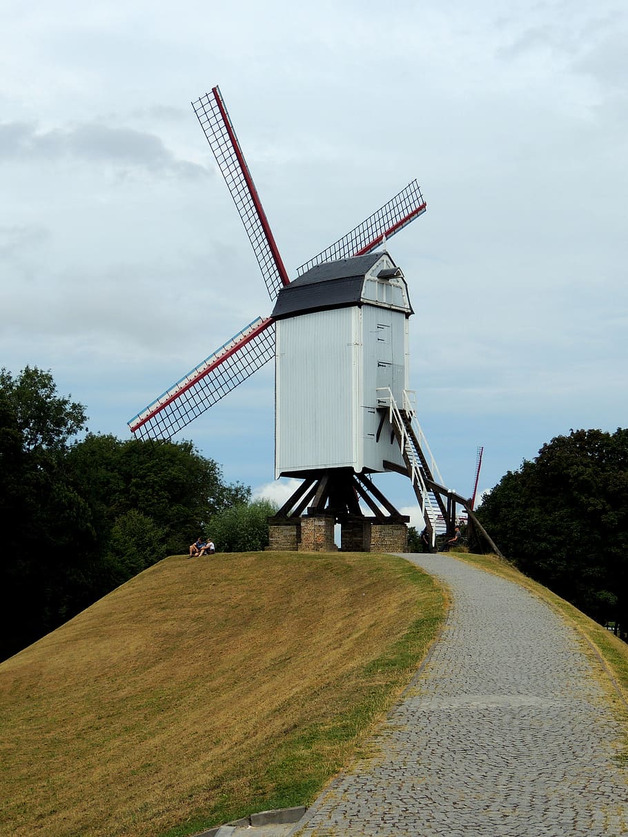 mill, belgium, view, architecture, sky, plant, renewable energy HD wallpaper