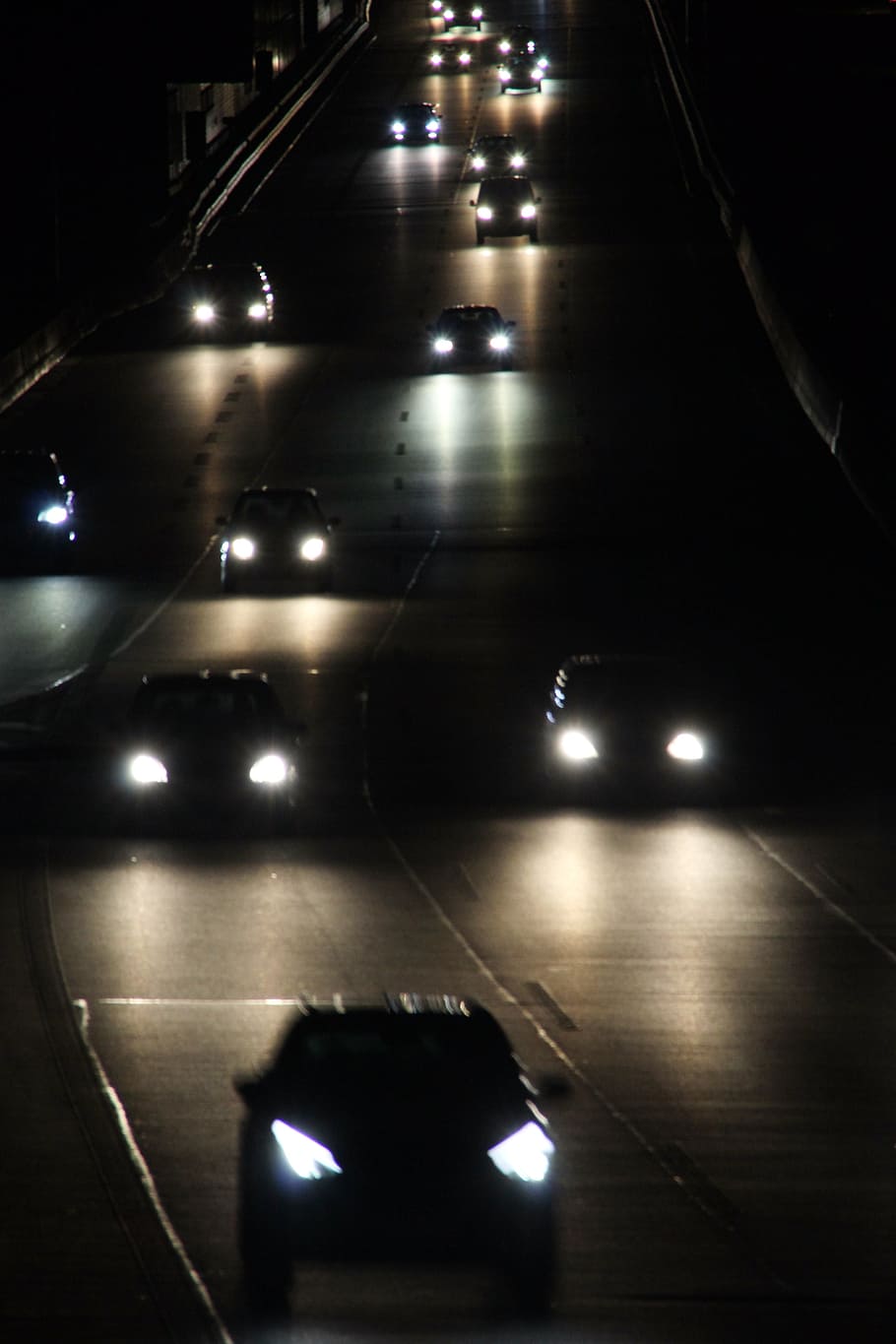 Night, Light, Lights, Road, pkw, vehicles, traffic, drive, highway HD wallpaper