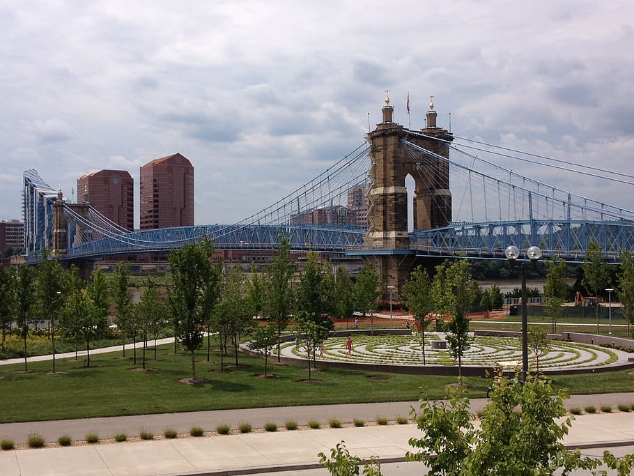 cincinnati, bridge, park, built structure, architecture, sky HD wallpaper