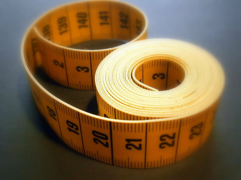 yellow and black tape measure, take measurements, number, digit