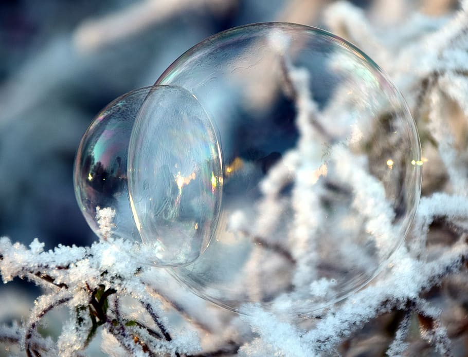 bubble, soap bubble, balls, background, winter, cold, frost HD wallpaper
