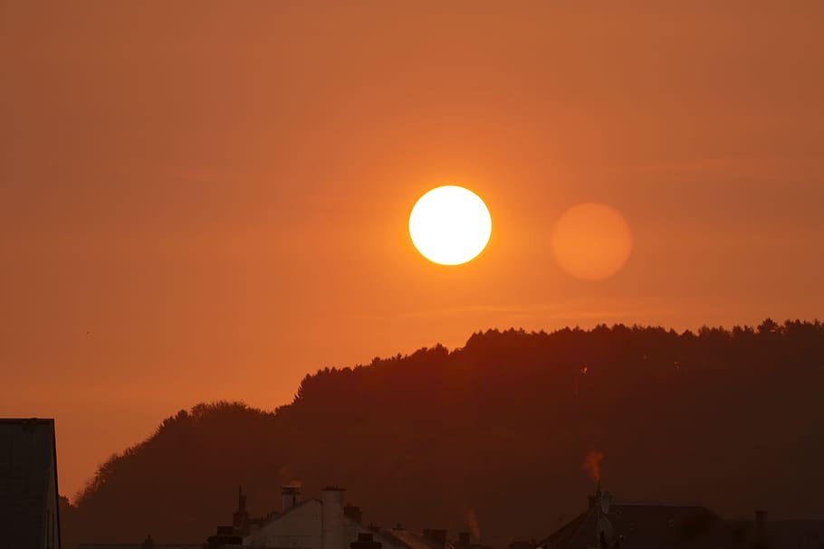 sun, coming, up, sky, sunset, beauty in nature, orange color HD wallpaper