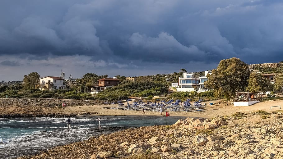 beach, sky, clouds, autumn, landscape, ammos tou kampouri, ayia napa HD wallpaper