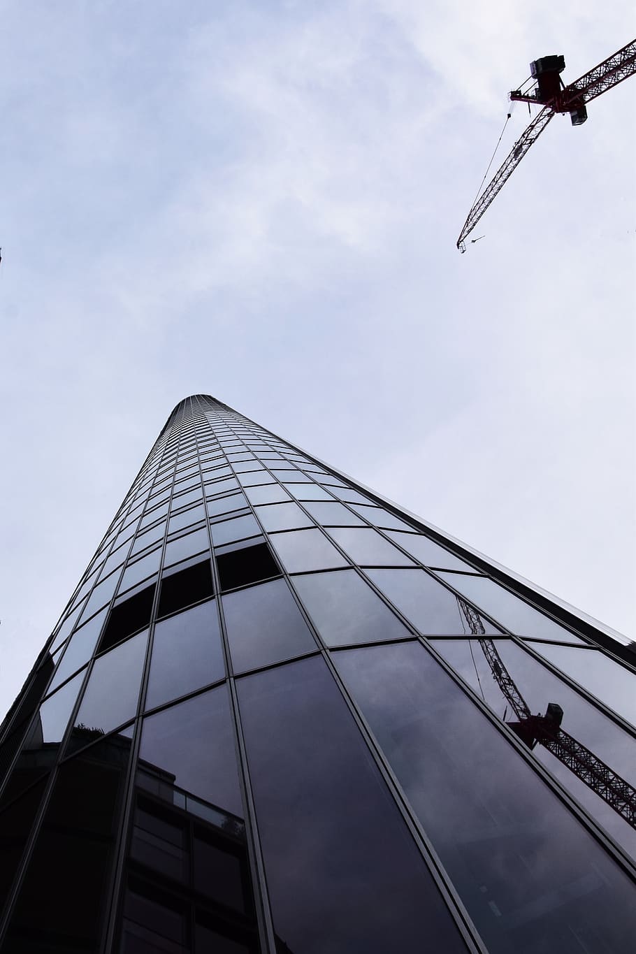 skyscraper, architecture, mirroring, reflection, baukran, facade HD wallpaper