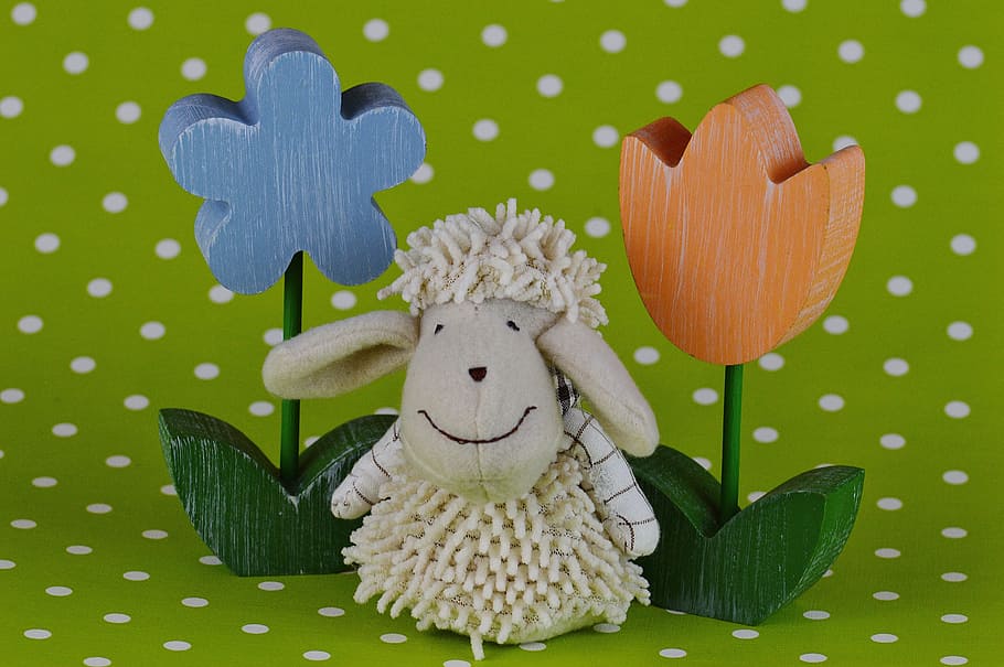 Sheep, Flowers, Spring, Easter, decorated, figure, sweet, decoration HD wallpaper