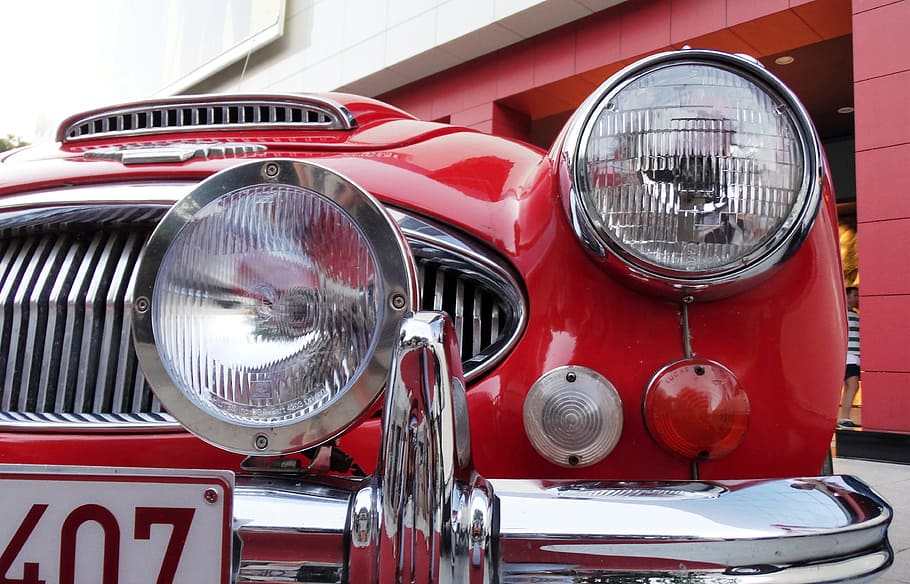 Jaguar, Lights, Chrome, Oldtimer, retro Styled, old-fashioned HD wallpaper