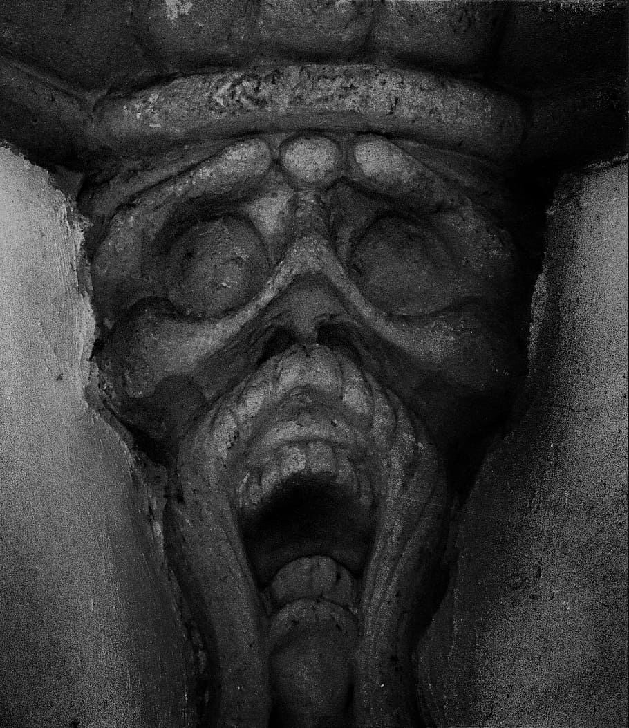 Scream, Face, Distorted, Fear, sculpture, statue, architecture