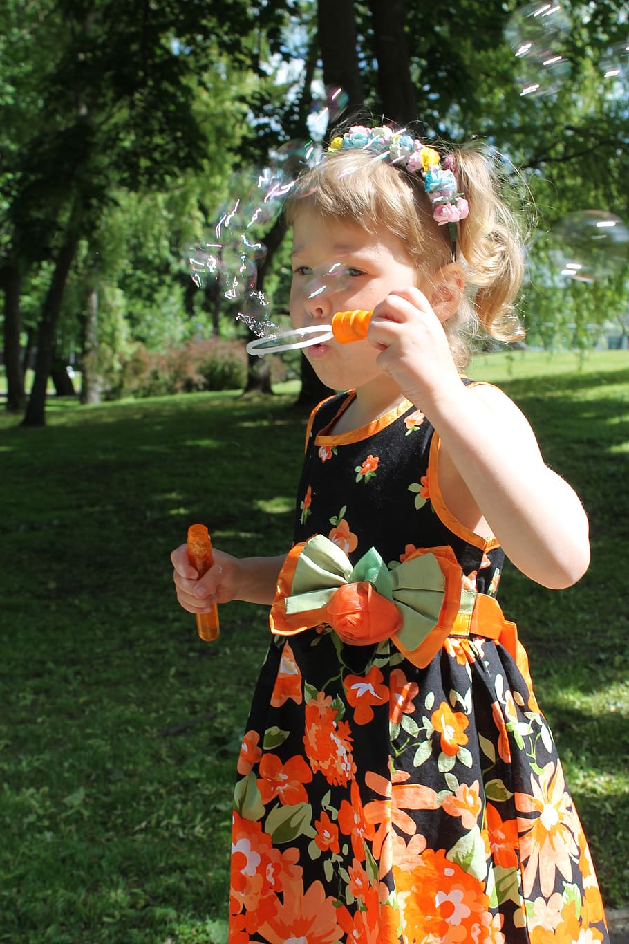 girl, bubbles, summer, one person, plant, leisure activity HD wallpaper