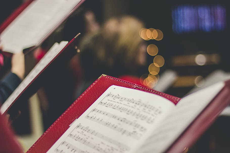 blur, bokeh, book, document, indoors, music, musical notes HD wallpaper