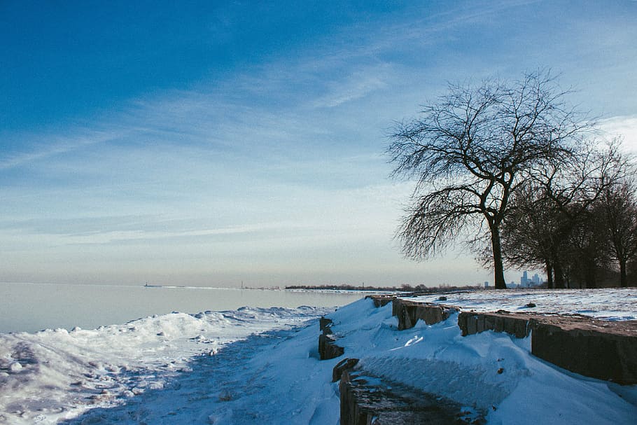 snow covered land under blue sky, landscape, photography, surface, HD wallpaper