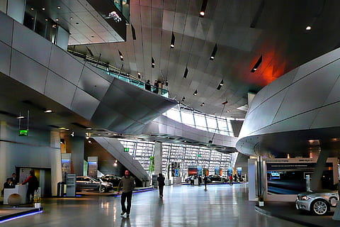 bmw museum, interior, hyper modern, daring architecture, building HD wallpaper