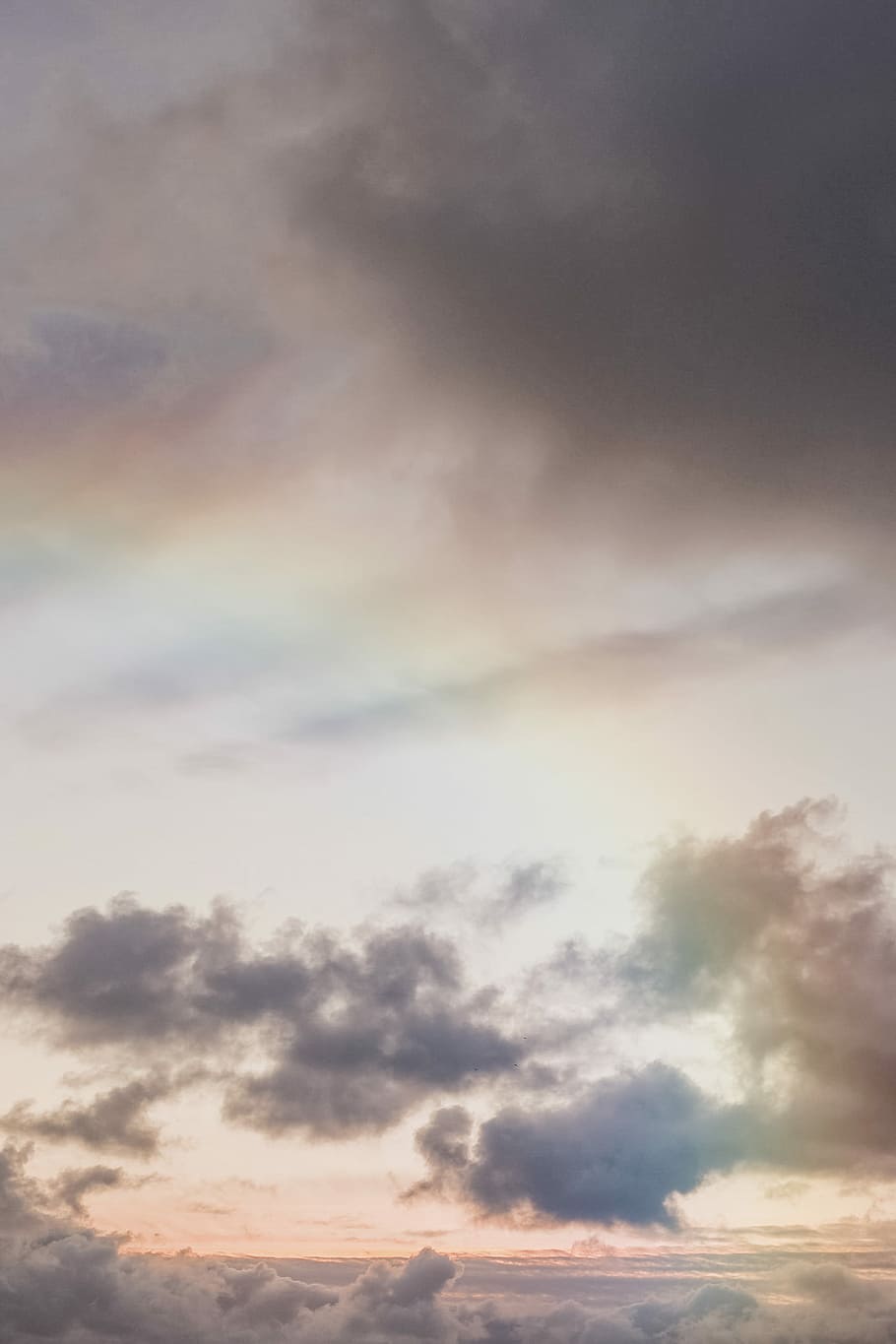 clouds against the rainbow, cirrus clouds, sky, cloudy, pink