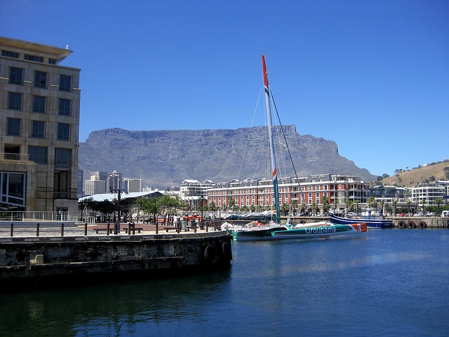 mountain, table mountain, harbor, harbour, sea, water, waterfront HD wallpaper