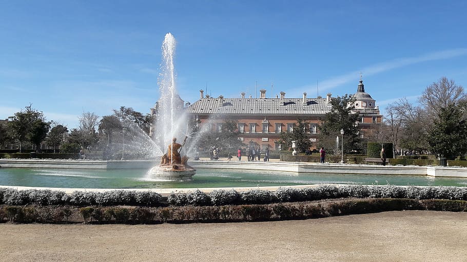fountain, sky, building, architecture, water, sculpture, travel destinations HD wallpaper