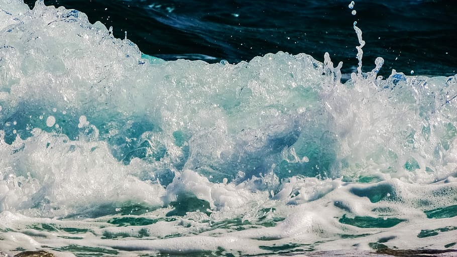 splash of water during daytime, Wave, Liquid, Drops, Foam, bubbles HD wallpaper