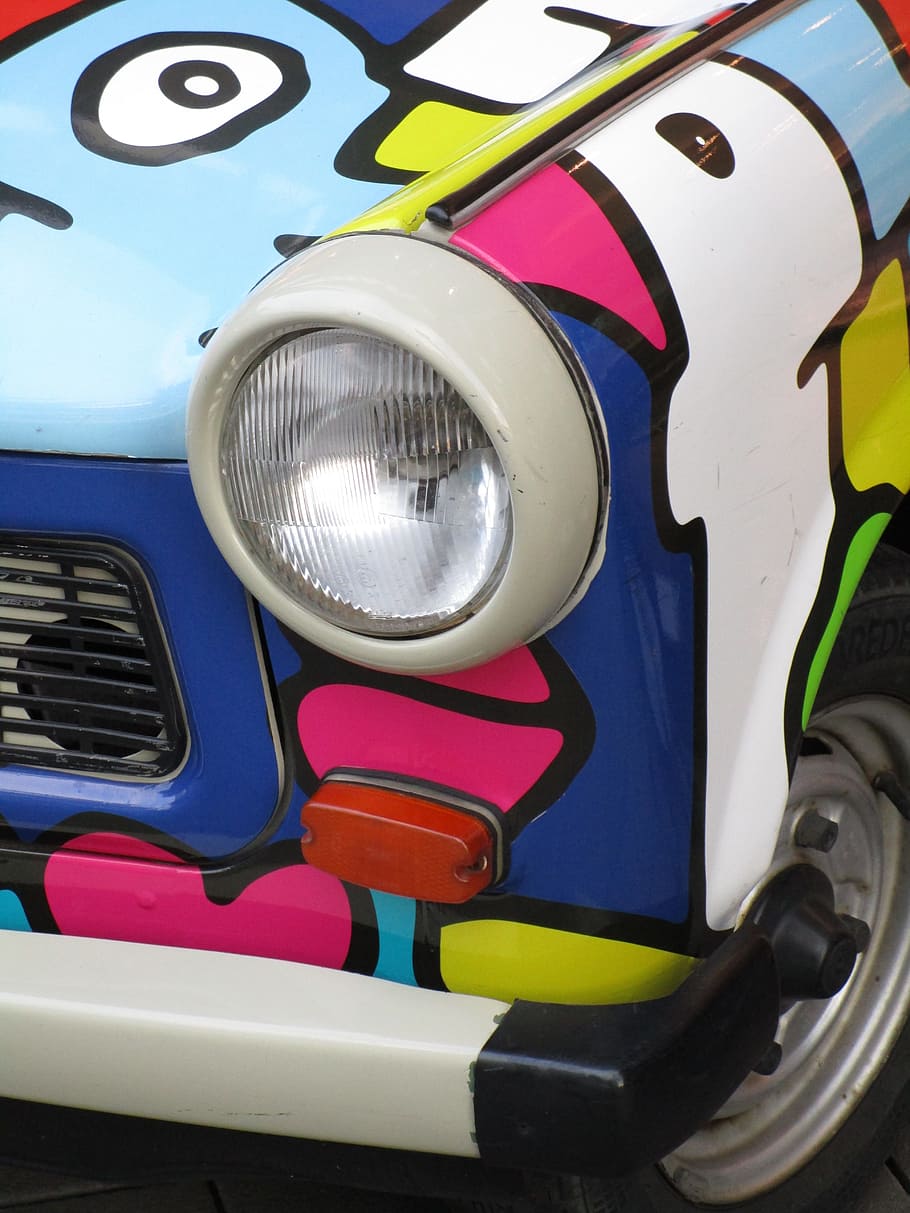 spotlight, satellite, auto, oldtimer, trabi, ddr, east germany HD wallpaper