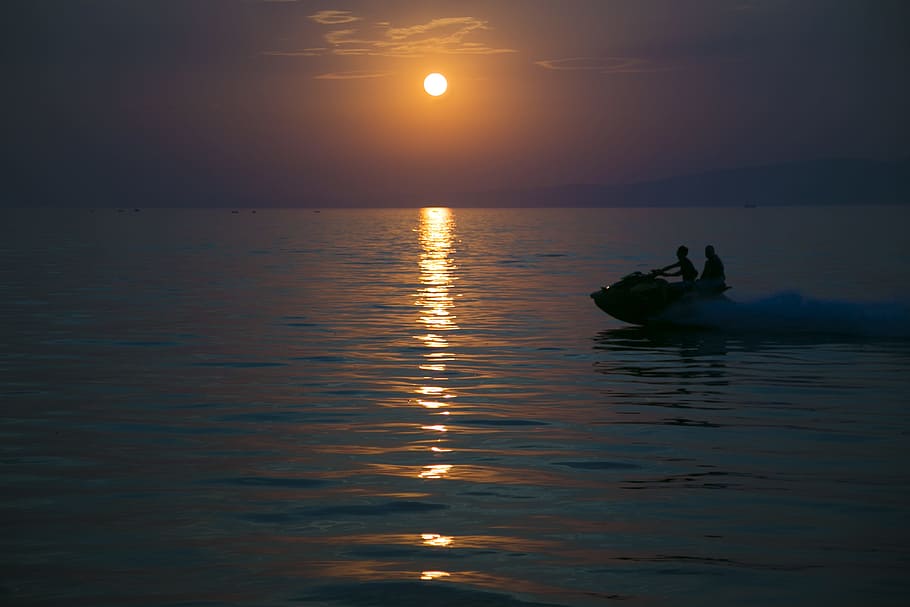 sunset, reverse light, beach, environmental, silhouette, reflection, HD wallpaper