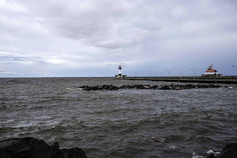 Lighthouse on Lake Superior in Duluth, Minnesota, photo, great lakes, HD wallpaper