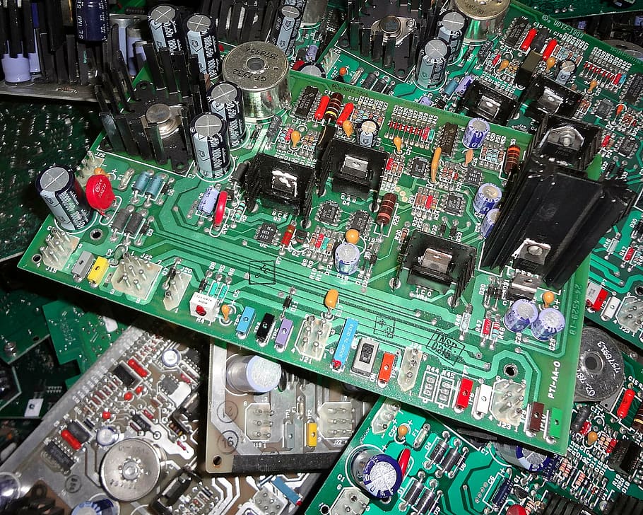 green circuit board, processor, circuits, green board, resistors
