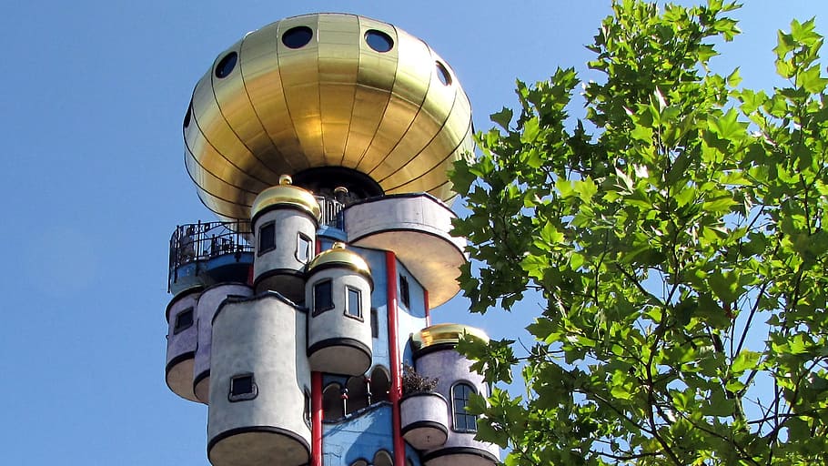 Tower, Hundertwasser, Landmark, art, modern art, vienna, sky HD wallpaper
