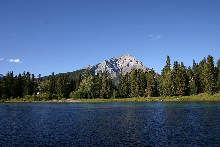 Landscape, Mountain, Lake, Lake, Forest, canada, tree, scenics HD wallpaper