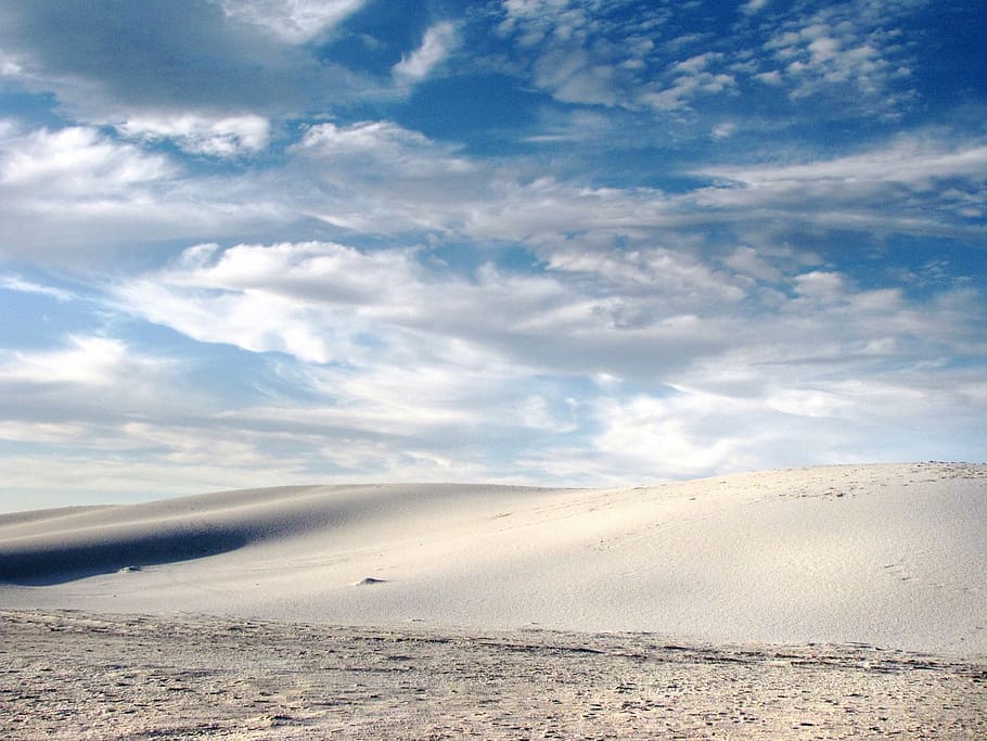 white sands, desert, dunes, clouds, blue sky, wilderness, national monument HD wallpaper