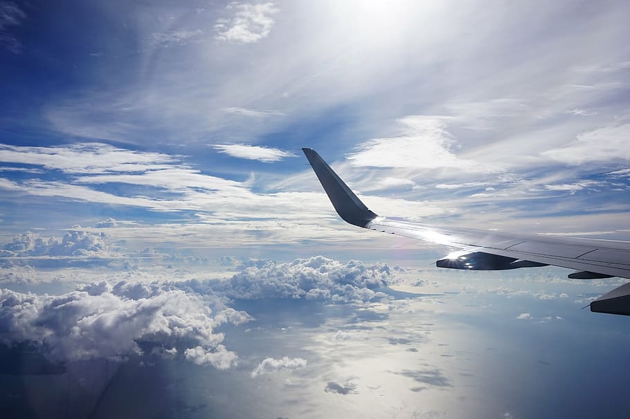 photography of plane wing and clouds, sky, airport, flight, republic of the philippines, HD wallpaper