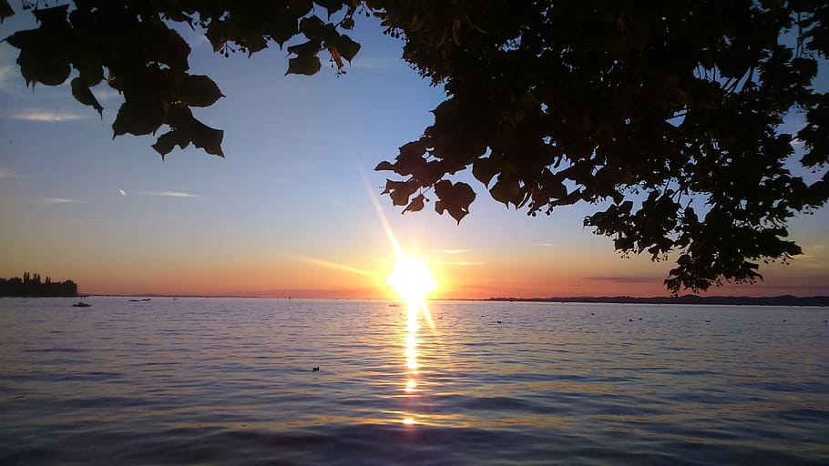 sunset, evening sky, setting sun, nature, abendstimmung, twilight HD wallpaper